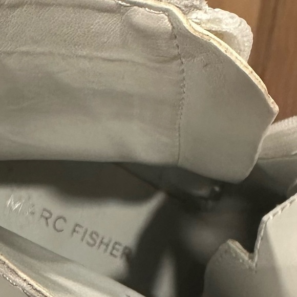 Marc Fisher Lanie White Leather Lace Up Side Zipper Chunky Lug Heel Boots 7.5 M - Picture 2 of 11